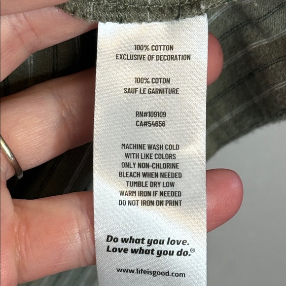 Life Is Good Women's Green Long Sleeve Hooded Stripe Flower Crusher Tee Large - Picture 4 of 5